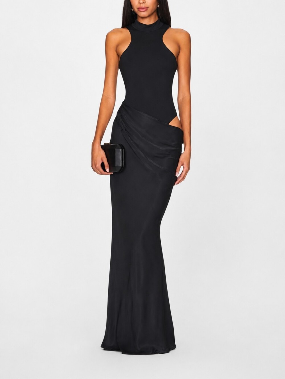 Camila Coelho Black Cutout Halter Maxi Dress